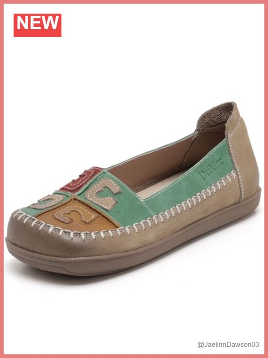 Shoes - Women's Genuine Leather Slip On Loafers Casual Daily Walking Shoes Multi Color